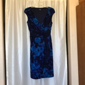 Chaps medium royal/navy blue floral dress